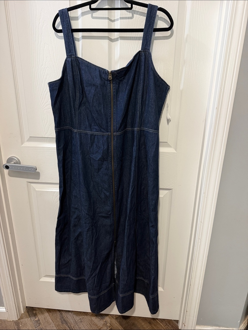 GAP Dark Blue Denim Zip-Front Midi Dress